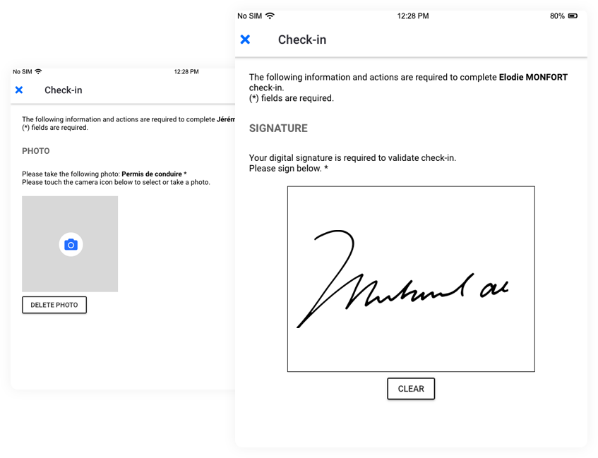 On-screen signature and opt-in